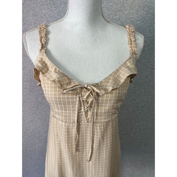 American Eagle Mini Sun Baby Doll Dress Womens Small Smocked Back Lace-Up Front - Picture 5 of 12